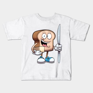 Bread Character With Knife And Butter Kids T-Shirt